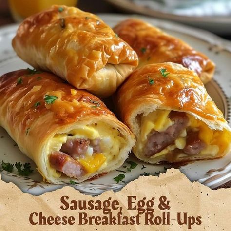 Heavenly Recipes Egg Sausage Crescent Roll, Sausage Egg And Cheese Roll Ups, Sausage Egg Cheese Rolls, Breakfast Rolls With Sausage Egg Cheese, Recipes With Crescent Rolls, Cheesy Sausage And Egg Breakfast Sliders, Crescent Roll Taco Bake, Eggs Cheese Breakfast, Heavenly Recipes