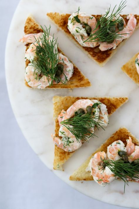 Toast Skagen with Caper Relish | True North Kitchen Creamy Shrimp Salad, Nordic Diet, Danish Recipes, Prawn Toast, Shrimp Toast, Creamy Shrimp, Swedish Dishes, Nordic Kitchen, Toast Toppings