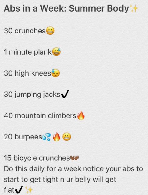 Abs in a week workout Abs In A Week, Summer Body Workout Plan, Trening Sztuk Walki, Cheer Workouts, Month Workout, Summer Body Workouts, Fitness Routines, Trening Fitness, Everyday Workout