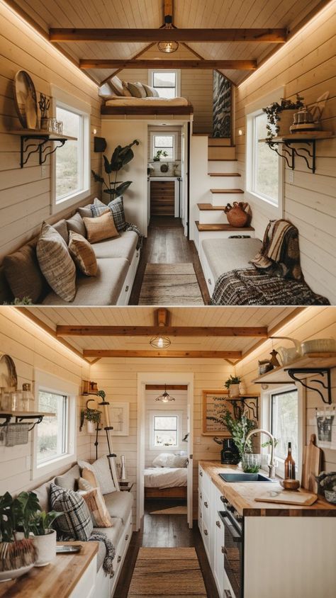 12x12 Tiny House Interior, 192 Sq Ft Tiny House, Themed Tiny House, Livable Sheds Tiny House, Mid Century Modern Tiny House, Tiny House On Wheels Interior, Tiny House Aesthetic, Tiny House Ideas Interior, Tiny Home Interior Design