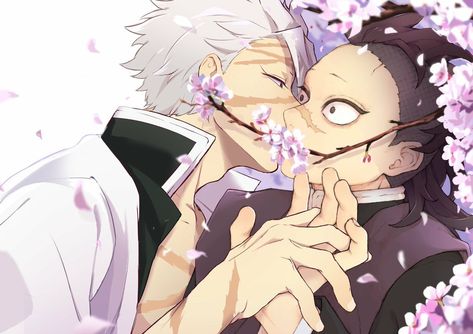 Genya X Sanemi Kiss, Sanemi And Genya Matching Icons, Minecraft Demon Slayer, Genya And Tanjiro, Sanemi X Tanjiro, Genya X Sanemi, Sanemi And Genya, Make You Cry, Heart Wallpaper