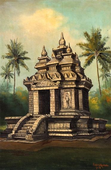 Frederik Kasenda | The Temple (1933) | MutualArt Temple Painting Indian, Temple Acrylic Painting, Mandir Painting, Karnataka Culture, God Sketch, Temple Painting, Temple Drawing, Indian Motifs, Drawing Books