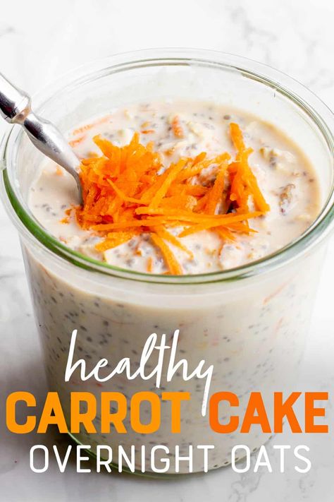 Bowl Food Ideas, Super Bowl Food Ideas, Carrot Cake Overnight Oats, Healthy Carrot Cake Muffins, Cake Overnight Oats, Nourishing Breakfast, Overnight Oats With Yogurt, Healthy Carrot Cake, Oat Recipes