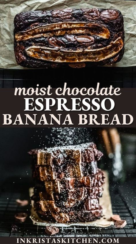 Espresso Banana Bread, Coffee Banana Bread, Healthy Chocolate Banana, Chocolate Banana Bread Recipe, Recipes Using Bananas, Breakfast Bread Recipes, Banana Bread Muffins, Chocolate Bread, Chocolate Espresso