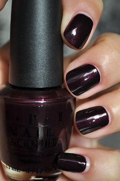 I have this color and absolutely love it. OPI Black Cherry Chutney. My new winter color. Opi Black Cherry Chutney, Cherry Chutney, Nail Purple, Opi Black, Opi Nail Polish Colors, Opi Nail Polish, Colorful Nail Designs, Dark Nails, Fall Nail Colors