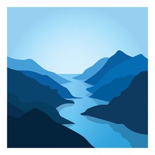 #landscape #illustration #mountains #river #blue Monochromatic Art, River Blue, Posca Art, Minimalist Landscape, 수채화 그림, Small Canvas Art, Landscape Illustration, Abstract Nature, Painting Art Projects