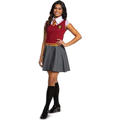 Gryffindor Dress, Fantasia Plus Size, Gryffindor Costume, Harry Potter Dress, Hogwarts Uniform, Plus Size Costume, Figure Flattering Dresses, Harry Potter Halloween, Harry Potter Costume