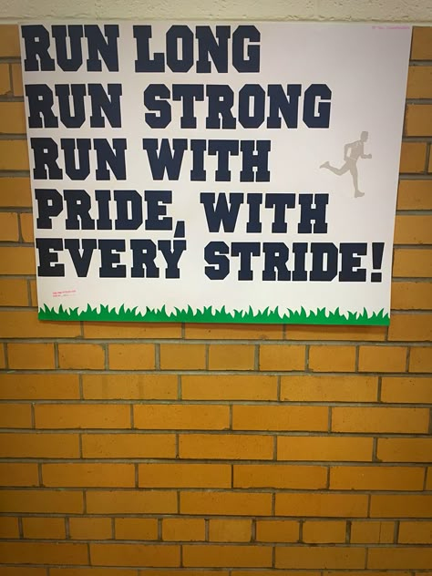 Cross Country Cheer Poster Funny Cross Country Posters, Homecoming Cross Country Ideas, Cross Country Posters Signs, Cross Country Spirit Posters, Cross Country Banner Ideas, Track Signs High School, Senior Cross Country Posters, Cross Country Bulletin Board Ideas, Xc State Posters