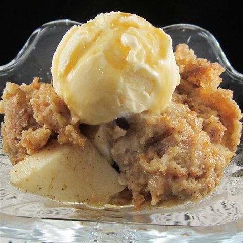 Cider Donut Bread Pudding Recipe | Allrecipes Custard Bread, Donut Bread Pudding, Slow Cooker Apple Crisp, Donut Bread, Bread Pudding With Apples, Bread Puddings, Apple Crisp Recipe, Slow Cooker Apples, Vanilla Sauce