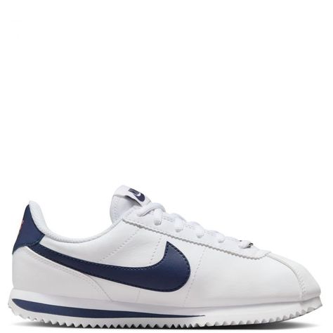 Fun fact: The Nike Cortez was the first track shoe released by Nike back in '72. Designed by cofounder Bill Bowerman, it's become a sneaker legend today. Rock them all day with their classic one-of-a-kind look—made for a new generation. Synthetic leather with classic overlays is durable and easy to clean. Full-length foam provides low-profile cushioning. Rubber sole with herringbone pattern creates plenty of traction. More Details Classic laces Bill Bowerman, Fashion Shoes Sandals, Track Shoes, Denim Sneakers, Low Heel Boots, Joggers Track Pants, Clog Boots, Grade School, Nike Cortez