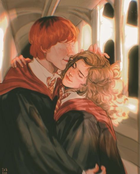 Romione Fanart, Ron Weasley Fan Art, Hermione Granger Fan Art, Hermione Fan Art, Hery Potter, Harry Potter Ron And Hermione, Harry Potter Stories, Harry Potter Poster, Cute Harry Potter