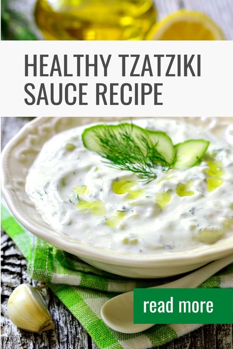 healthy tzatziki recipe Best Tzatziki Sauce Recipe, Lemon Roasted Potatoes, Greek Tzatziki, Veggie Sticks, Greek Yogurt Sauce, Tzatziki Sauce Recipe, Chickpea Patties, Homemade Tzatziki Sauce, Tzatziki Recipes