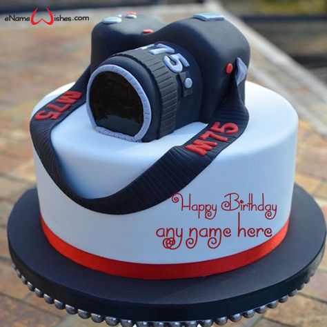 Chocolate Birthday Cake Images with Name - eNameWishes Cake Camera, Birthday Cake Hd, Camera Birthday, Cake For Dad, Name On Cake, Camera Cake, Write Name On Cake, Camera Cakes, Birthday Cake Write Name