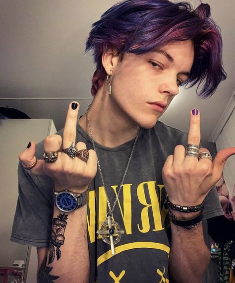 zol.vin Instagram Boys With Dyed Hair, A Dark And Hollow Star, Men Purple Hair, Green Hair Men, Boys Dyed Hair, Purple And Green Hair, Short Purple Hair, Short Dyed Hair, Dyed Hair Men