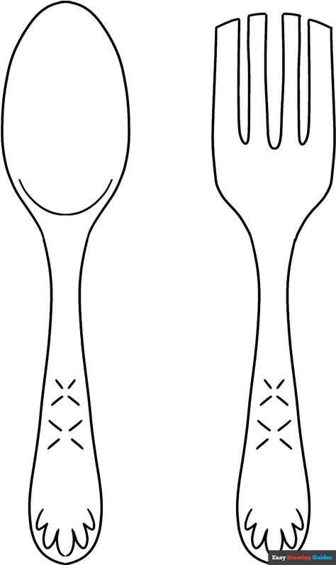 Fork Drawing, Easy Drawing Ideas For Beginners, Food Doodle, Coloring Pictures For Kids, Drawing Ideas For Beginners, Easy Drawing Guides, Thumbs Up Sign, Easy Drawing Ideas, Food Doodles