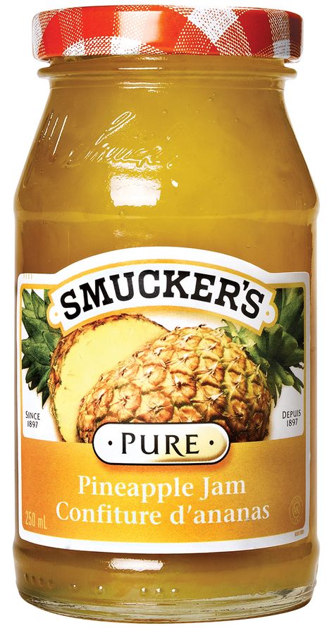 Smucker s® Pure Pineapple Jam by Smucker's Smuckers Jam, Nescafe Coffee, Pineapple Jam, Apple Jelly, Hot Spices, Grocery Foods, Grocery Haul, Hams, The Jar