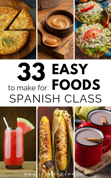 Spanish Foods Easy, Spanish Class Party Food, Easy Latin American Recipes, Spanish Potluck Dishes, Easy Latino Recipes, Spanish Snacks Easy, Simple Spanish Recipes, Easy Spanish Dishes, Easy Latin Recipes