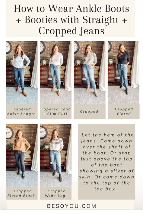 Ankle Length Flared Jeans Outfit, Lug Boots With Cropped Jeans, Straight Cropped Jeans Outfit Winter, Cropped Bootcut Jeans Outfit Fall, Ankle Jeans And Boots, How To Style Ankle Jeans, Flare Ankle Jeans Outfit, Straight Jeans With Ankle Boots, Crop Flare Jeans With Boots