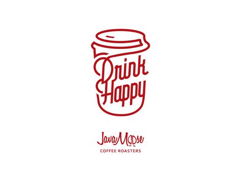 Drink Happy Wordmark! word mark red coffee Happy Logo Design Ideas, Drink Logo Design Ideas, Logo Drink, Drink Logo, Happy Logo, Word Cup, Logo Word, Cup Logo, Cafe Branding