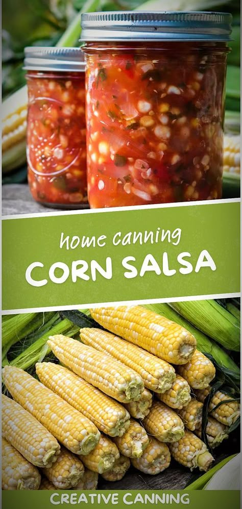 Spice up your canning corn recipes collection with a homemade corn salsa designed for water bath canning. Ideal as a topping for fish tacos or as a dip, this salsa recipe is a delightful break from the usual pressure canning process for corn. Enjoy this tangy treat all year round. Corn Salsa Canning, Homemade Corn Salsa Recipe, Homemade Corn Salsa, Salsa Recipe For Canning, Canning Corn, Fresh Corn Salsa, Canned Salsa Recipes, Salsa Canning Recipes, Water Bath Canning Recipes