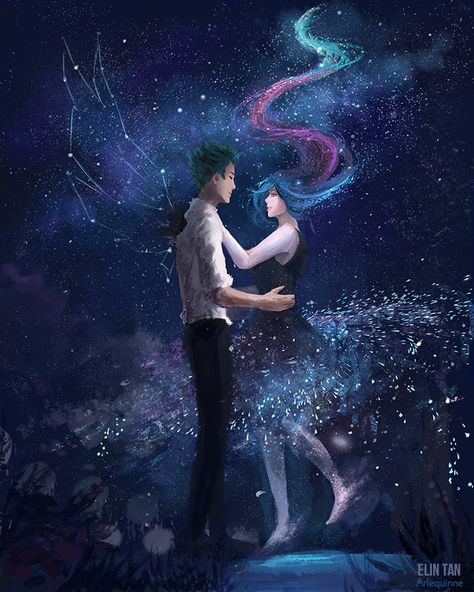 She was the Galaxy by ElinTan.deviantart.com on @DeviantArt Square Tool, Twin Flame Art, Couple Romantic, Romantic Wallpaper, Flame Art, Candle Canvas, A Sky, Romantic Art, Arte Fantasy