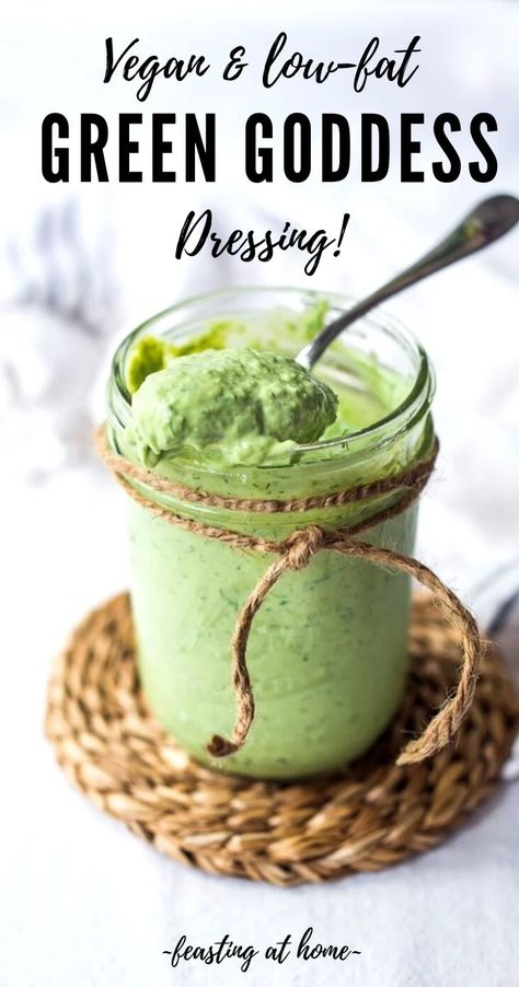 Vegan Green Goddess Dressing that is creamy without added nuts or avocado- made with silken tofu! Healthy, low-calorie and FULL OF FLAVOR! #greengoddessdressing #vegan #vegandressing #vegangoddess #healthygreengoddess #nonuts #vegangreengoddessdressing #lowcaloriedresssing #healthydressing Calories Vegetables, Vegan Green Goddess Dressing, Vegan Munchies, Vegan Green Goddess, Goddess Dressing Recipe, Low Calorie Vegan, Healthy Dressing, Smart Food, Goddess Dressing