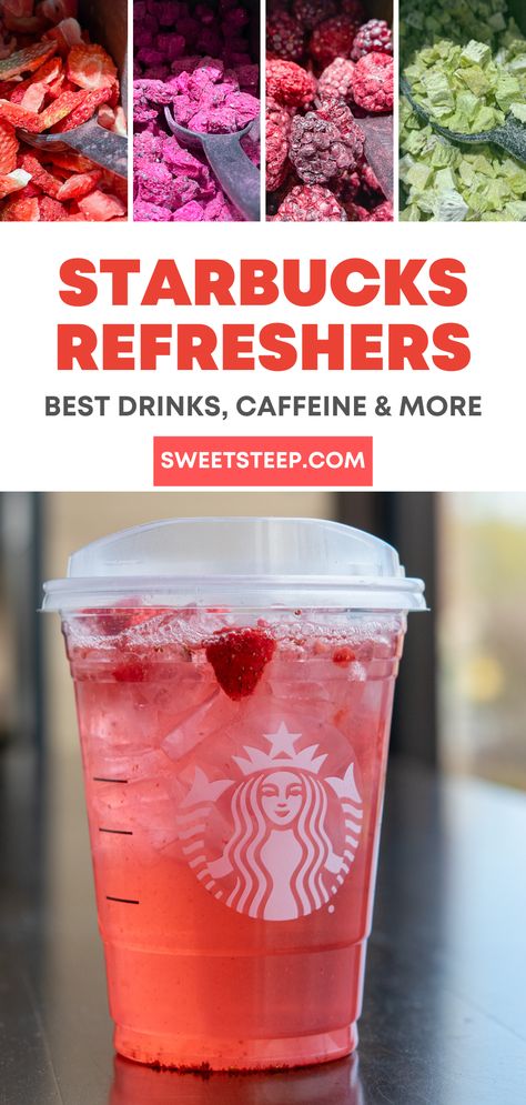 Starbucks Refresher Drinks, Strawberry Acai Refresher Recipe, Refresher Drinks, Starbucks Copycat Recipes Drinks, Drink Hacks, Very Berry Hibiscus Refresher, Starbucks Strawberry Acai Refresher, Starbucks Birthday Party, Strawberry Acai Refresher