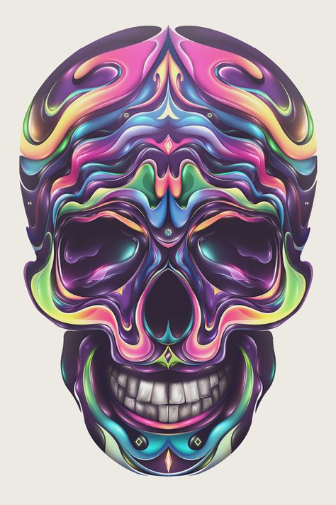 Where’s your head at? Rik Oostenbroek Uv Painting, Pastel Skull, Badass Skulls, Platter Ideas, Cinema Design, Sea Diving, Retro Future, Skull Pictures, Candy Skulls