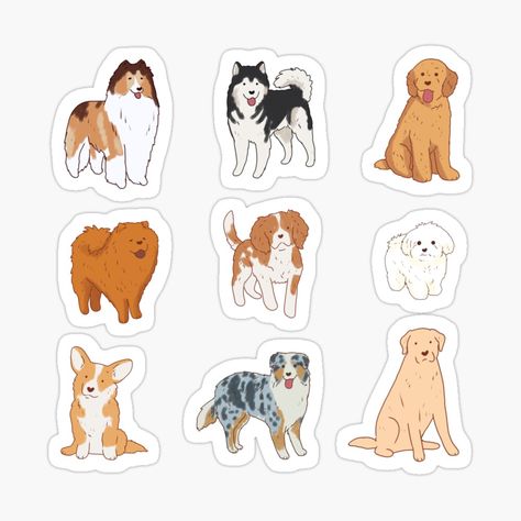 Get my art printed on awesome products. Support me at Redbubble #RBandME: https://www.redbubble.com/i/sticker/dogs-pack-by-Mayarart/150293626.EJUG5?asc=u Dog Stickers Printable, Stickers Bonitos, Dogs Stickers, Illustration Cute, 강아지 그림, Dog Illustration, Dog Stickers, Printable Stickers, Stickers Packs