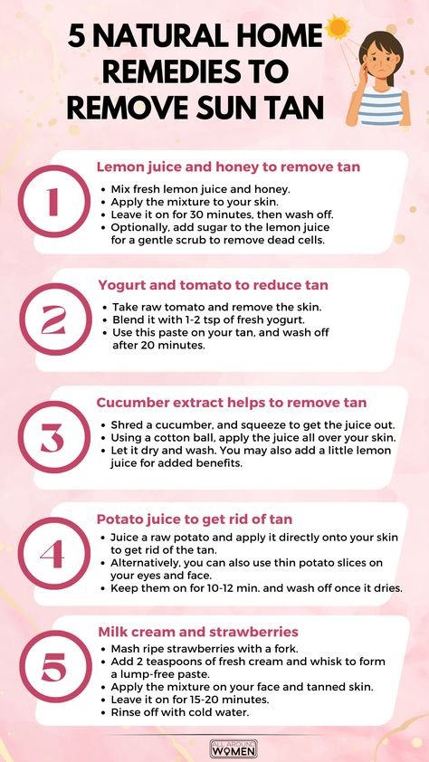 5 Natural Home Remedies To Remove Sun Tan, Sun tan Sun Damaged Skin Remedies, Detanning Skin Home Remedies, Suntan Removal Remedies, How To Remove Sun Tan From Face, Detanning Skin, Tan Removal Home Remedies, Remove Tan From Face, Get Rid Of Tan, Skin Tan Removal