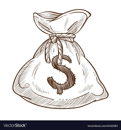 Money Bag Sketch, Money Drawing Sketches, Money Illustration Art, Coins Drawing, Money Bag Illustration, Money Bag Drawing, Money Sketch, Bank Drawing, Money Animation