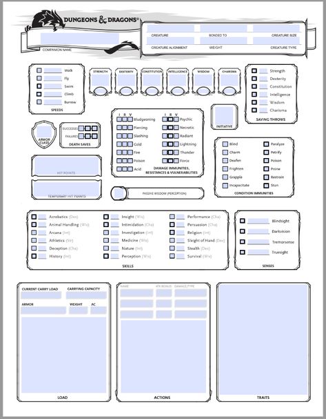 D&D 5e companion sheet Dnd Companion Sheet, Dm Resources, Rpg Character Sheet, Dnd Character Sheet, Pen And Paper Games, Dm Screen, Character Sheet Template, Minecraft Coloring Pages, Dungeons And Dragons 5e