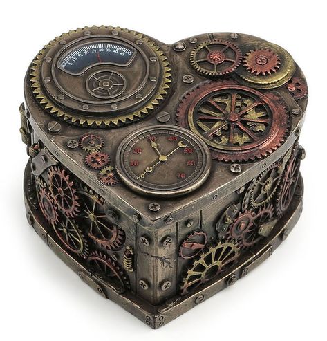 Steampunk Diy Crafts, Steampunk Home Decor, Steampunk Aesthetic, Steampunk Heart, Decor Statue, Steampunk House, Steampunk Crafts, Steam Punk Jewelry, Steampunk Decor