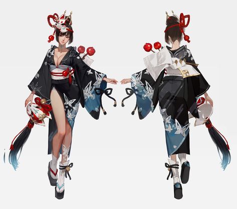 Anime Kimono, Kimono Design, Japanese Characters, Game Concept Art, Arte Fantasy, Japan Art, 영감을 주는 캐릭터, Female Character Design, Character Design References