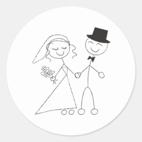 Stick Drawings, Rsvp Invitation, Christmas Card Illustration, Wedding Drawing, Simple Bride, Classic Invitation, Wedding Stickers Labels, Stick Figure Drawing, Wedding Cards Handmade