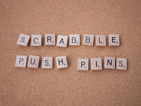 Scrabble Push Pins Diy Push Pins, Scrabble Diy, Scrabble Tile Crafts, Repurposed Projects, Scrabble Crafts, Scrabble Art, Cork Diy, Scrabble Letters, Tile Crafts