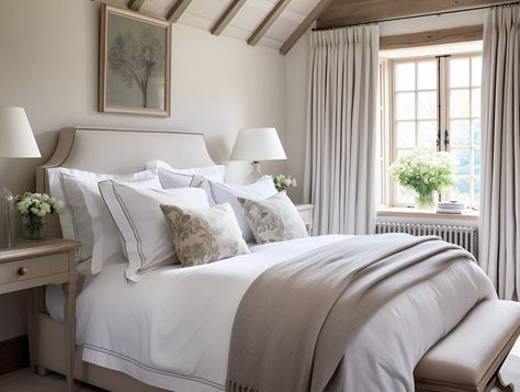 Cheltenham Country Home | Wellness Interiors White Company Bedroom, Barn Conversion Bedroom, Cotswold Cottage, Cottage Inspiration, Country Interior, Barn Conversion, Virtual Design, The Cotswolds, Bedroom Loft