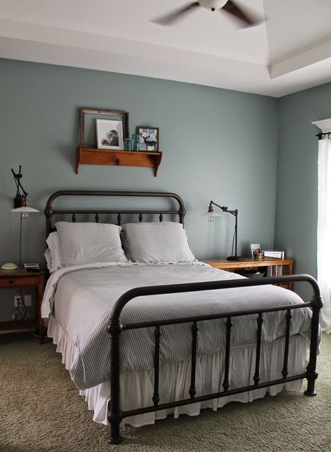 Peaceful Bedroom Colors, Valspar Bedroom, Valspar Blue, Sherwin Williams Sea Salt, Valspar Paint Colors, Boys Bedroom Paint, Blue Arrow, Peaceful Bedroom, Bedroom Wall Colors