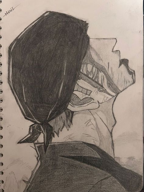 Drawings Of One Piece, Roronoa Zoro Sketch Art, Zoro Side Profile Draw, One Piece Drawing Zoro, One Piece Sketchbook, Zoro With Bandana, How To Draw Zoro, Zoro Drawings Easy, One Piece Drawing Pencil