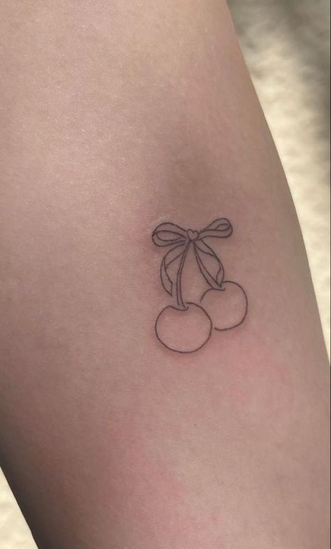 Coquette Tattoo Ideas, Coquette Tattoo, Ipad Work, Cherry Tattoo, Cowgirl Tattoos, Cherry Tattoos, Small Girly Tattoos, Ribbon Tattoos, Bow Tattoo