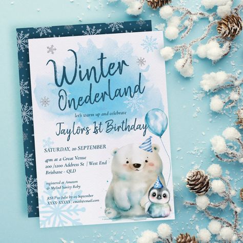 Winter Onederland Birthday Invitation - tap to personalize and get yours #Invitation #winter #wonderland, #baby #it&39;s #cold Winter Onederland Birthday Invitations, Winter Birthday Invitations, Winter Onederland Birthday Party, Winter Birthday Party, Winter Birthday Parties, Onederland Birthday Party, Forest Birthday, Winter Onederland Birthday, Planning A Baby Shower