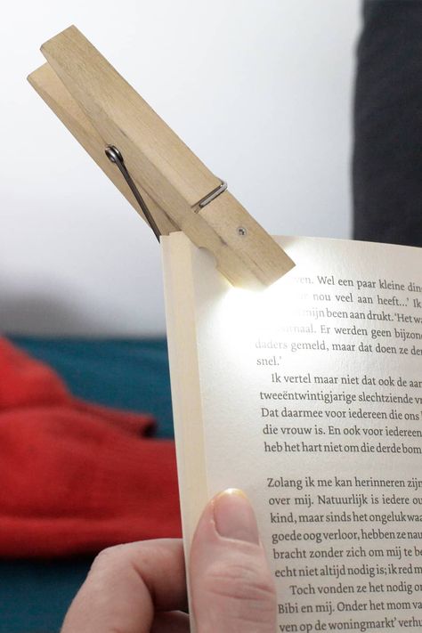 A traditional wooden clothespin with a handy built-in bright LED light at the end for using as a versatile clip-on flashlight or book light for night reading. Best Bookmarks, Led Reading Light, Wooden Clothespins, Clip Lights, Light Clips, Christmas Stocking Fillers, Book Lights, 21st Gifts, Cheap Gifts