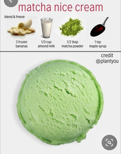 Matcha Nice Cream, Ice Cream Matcha, Matcha Vegan, Vegan Nice Cream, Nice Cream Recipe, Resep Smoothie, Banana Nice Cream, Matcha Ice Cream, Matcha Recipe