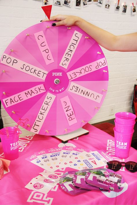 Pink Ideas, Promotion Ideas, Beauty Station, Campus Events, Pink Campus, Pink Nation, Event Table, Think Pink, Secret Rooms