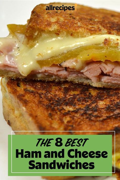 Looking for the best ham and cheese sandwich recipes? Try cooking these delicious ham and cheese sandwich recipes! From Hawaiian ham and cheese sliders to a Cuban midnight sandwich, you will love making these quick and easy hot ham and cheese sandwiches for lunch or dinner. Toasted Ham Sandwich, Gourmet Ham And Cheese Sandwich, Ham And Cheddar Sandwich, Ham And Swiss Cheese Sandwiches, Ultimate Ham Sandwich, Ham Lunchmeat Recipes, Cold Ham Sandwich Ideas, Ham And Gouda Sandwich, Ham Turkey Sandwich