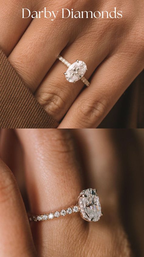 Discover the allure of our 2.05CT Oval Moissanite Hidden Halo Pave Setting Engagement Ring. This exquisite piece combines timeless elegance with minimalist charm, featuring a hidden halo for a touch of romance. Customizable and unique, it's perfect for those seeking beautiful and affordable statement jewelry. #OvalPaveSettingRing #HiddenHaloMoissanite #PaveEngagementRing Oval Pave Engagement Ring, Halo Pave Engagement Ring, Pave Setting Engagement Ring, Setting Engagement Ring, Dream Engagement Ring, Pave Setting Ring, Pretty Engagement Rings, Dream Rings, Ring Inspo