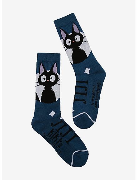 Studio Ghibli Kiki's Delivery Service Jiji Circle Crew Socks, Studio Ghibli Kiki's Delivery Service, Ghibli Kiki's Delivery Service, One Piece Birthdays, Anime Socks, Kiki Delivery, Kiki's Delivery Service, Anime Accessories, Fashion Wishlist, Black Socks