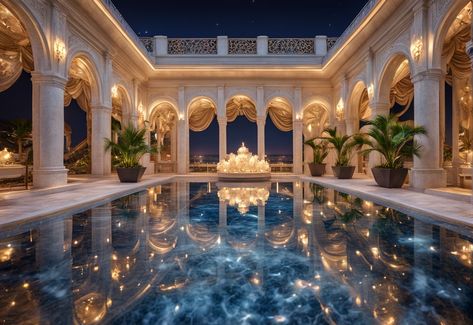 Aesthetic Indoor Pool, Mansion Indoor Pool, Old Money Indoor Pool, Indoor Swimming Pool Aesthetic, Indoor Pool Aesthetic Night, Old Money House, Piscina Interior, Fantasy Rooms, Microsoft Windows