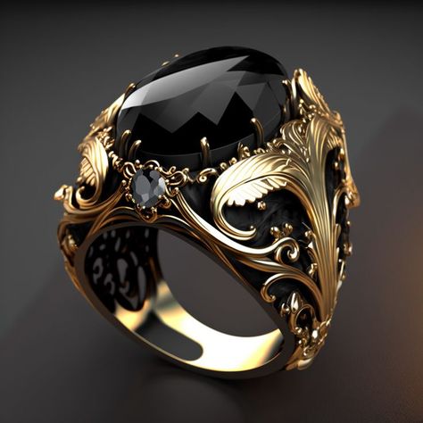 Fantasy Jewelry Magic, Fantasy Ring, Inexpensive Jewelry, Vintage Art Deco Rings, Mens Rings Fashion, Boys Jewelry, Mens Gold Jewelry, Magical Jewelry, Gold Ring Designs