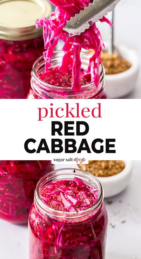 Leftover Cabbage, Discontinued Food, Quick Pickle, Pickled Red Cabbage, Red Cabbage Recipes, New Fridge, Cabbage Rice, Homemade Dips, Pickled Cabbage